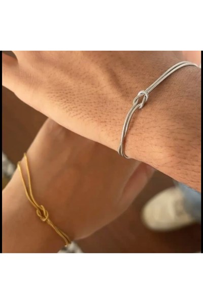Çelik Bileklik İkili Set Sevgili Dostluk Bilekliği Hediye Bileklik Çelik(1 Gold, 1 Gümüş)