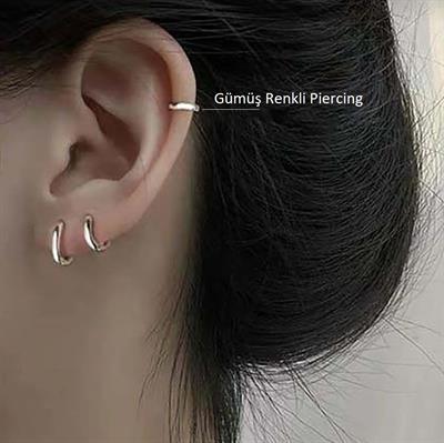 Çelik Düz Halka Tragus Helix Kıkırdak Lobe Piercing Silver Renk