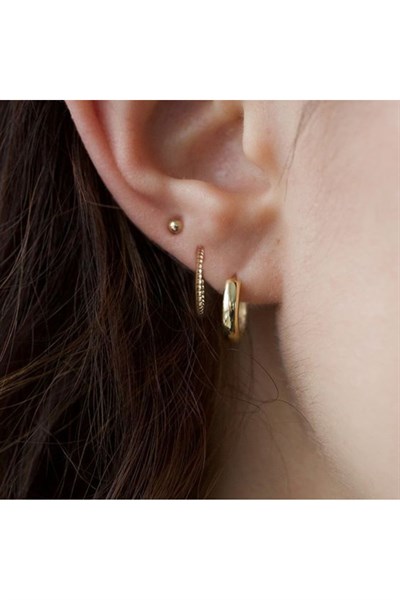 Çelik Gold Top Küpe 3 mm Çift
