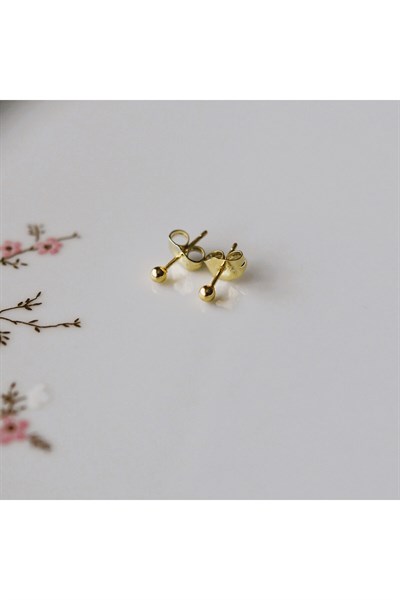 Çelik Gold Top Küpe 3 mm Çift