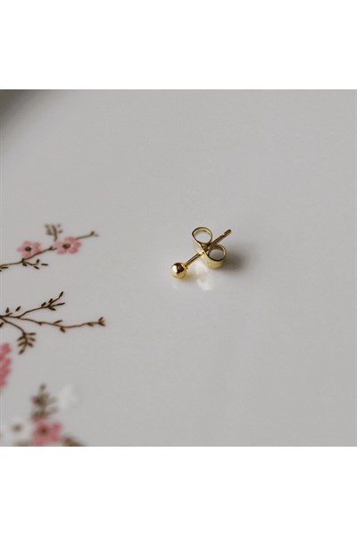 Çelik Gold Top Küpe 3 mm Tek Adet