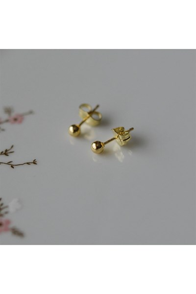 Çelik Gold Top Küpe 4 mm Çift