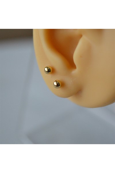 Çelik Gold Top Küpe 4 mm Çift