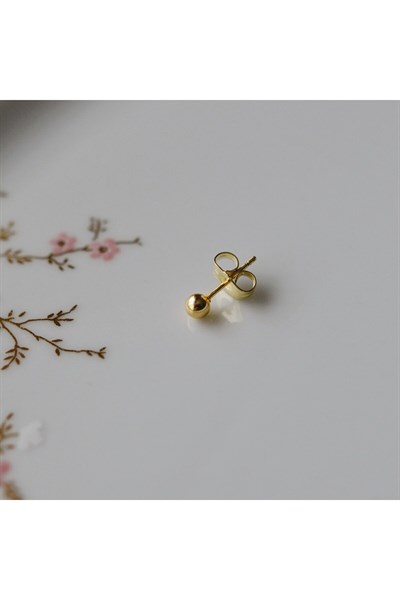 Çelik Gold Top Küpe 4 mm Tek Adet