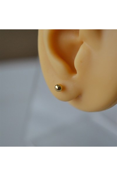 Çelik Gold Top Küpe 4 mm Tek Adet