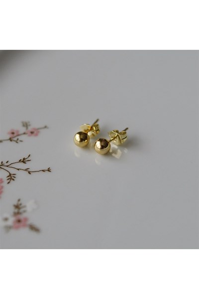 Çelik Gold Top Küpe 5 Mm Çift