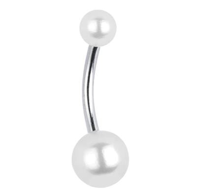 Çelik Top İnci Göbek Piercingi Silver Rekli