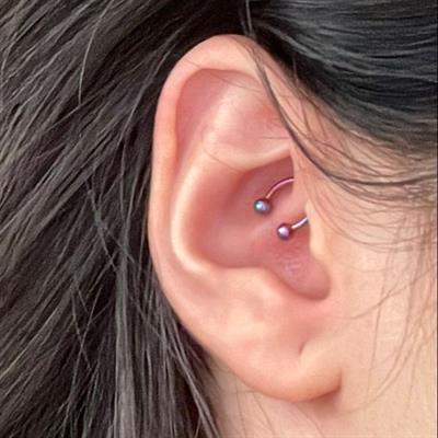 Çelik Tragus 6 Mm Helix Piercing Hologram Renk Ucu Toplu