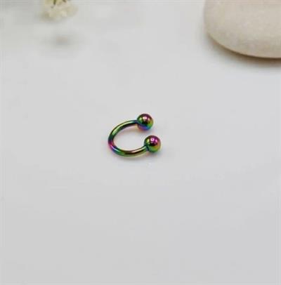 Çelik Tragus 6 Mm Helix Piercing Hologram Renk Ucu Toplu