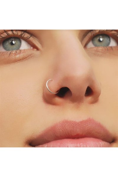 Cerrahi Çelik 10 Mm Silver Renk Çelik Halka Burun Piercing Halka Hızma
