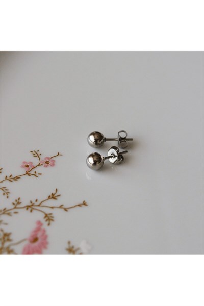 Cerrahi Çelik 5 mm Top Küpe Gümüş Renk