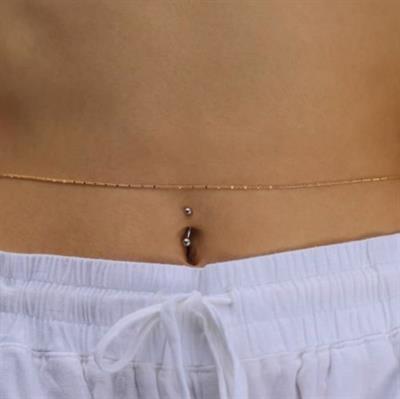 Cerrahi Çelik 8 mm İki Ucu Toplu Minimal Göbek Piercingi Silver Renkli