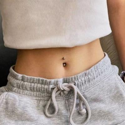 Cerrahi Çelik 8 mm İki Ucu Toplu Minimal Göbek Piercingi Silver Renkli