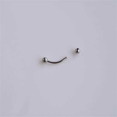Cerrahi Çelik 8 mm İki Ucu Toplu Minimal Göbek Piercingi Silver Renkli