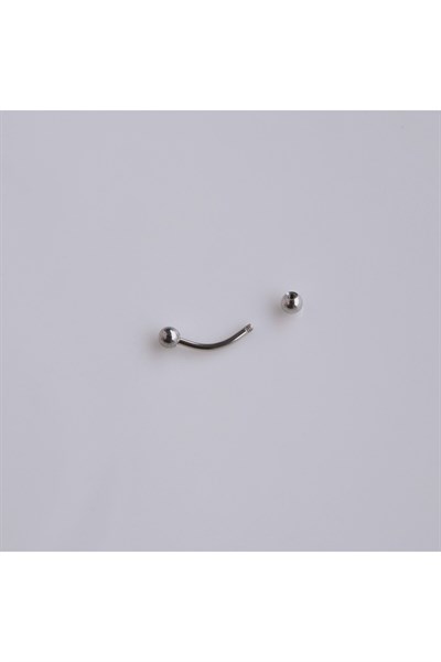 Cerrahi Çelik 8 mm İki Ucu Toplu Minimal Göbek Piercingi Silver Renkli