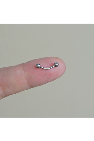 Cerrahi Çelik 8 mm İki Ucu Toplu Minimal Göbek Piercingi Silver Renkli