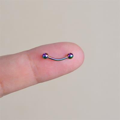 Cerrahi Çelik 8 mm İki Ucu Toplu Minimal Göbek Piercingi Hologram Renkli