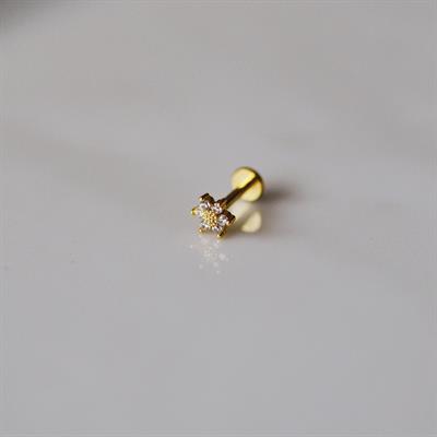 Cerrahi Çelik Arkası Düz Çiçek Tragus Piercing Helix Conch Daith