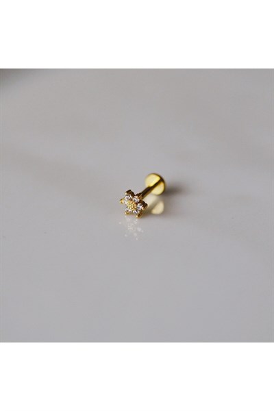Cerrahi Çelik Arkası Düz Çiçek Tragus Piercing Helix Conch Daith