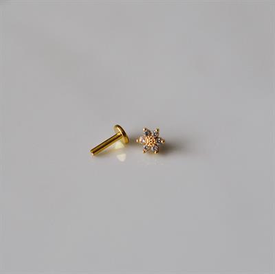 Cerrahi Çelik Arkası Düz Çiçek Tragus Piercing Helix Conch Daith