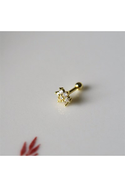 Cerrahi Çelik Çiçek Piercing Tragus Helix Conch Kıkırdak Lob Gold Renk