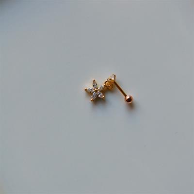 Cerrahi Çelik Çiçek Sallantılı Piercing Helix Kıkırdak Gold Renk
