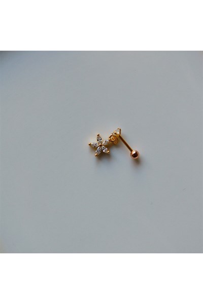 Cerrahi Çelik Çiçek Sallantılı Piercing Helix Kıkırdak Gold Renk