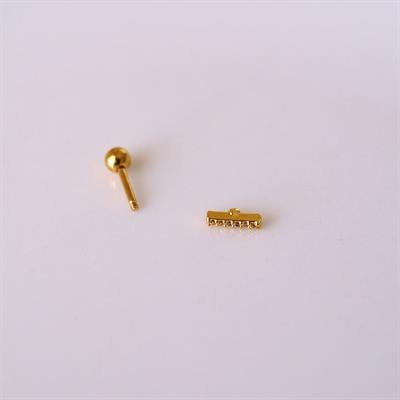 Cerrahi Çelik Düz Çubuk Tragus Piercing Helix Kıkırdak Anti Helix Gold Renk