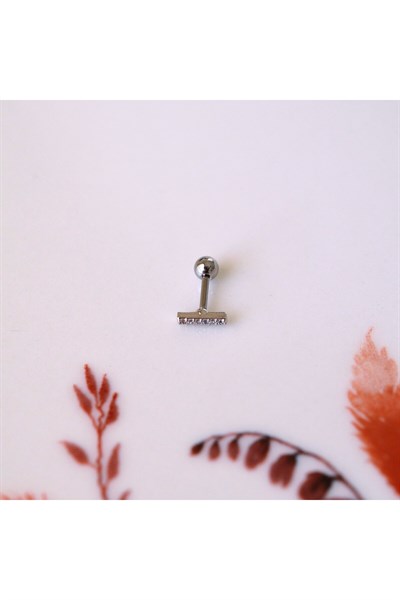 Cerrahi Çelik Düz Çubuk Tragus Piercing Helix Kıkırdak Anti Helix Silver Renk
