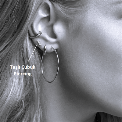 Cerrahi Çelik Düz Çubuk Tragus Piercing Helix Kıkırdak Anti Helix Silver Renk