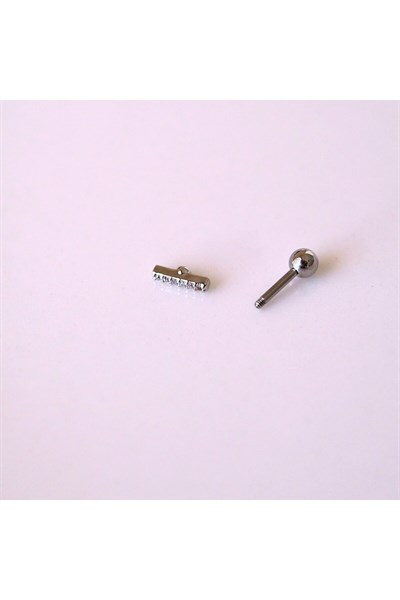 Cerrahi Çelik Düz Çubuk Tragus Piercing Helix Kıkırdak Anti Helix Silver Renk
