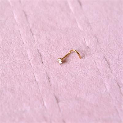 Cerrahi Çelik Gold Renk Tek Taş Burun Piercingi Nostril Screw Çelik Hızma