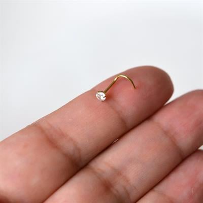 Cerrahi Çelik Gold Renk Tek Taş Burun Piercingi Nostril Screw Çelik Hızma