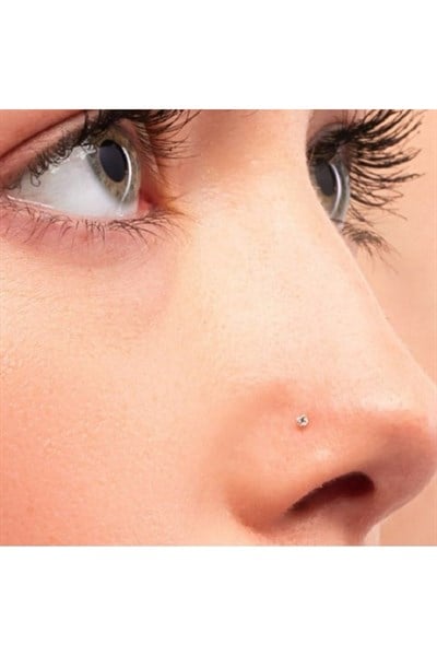Cerrahi Çelik Gold Renk Tek Taş Burun Piercingi Nostril Screw Çelik Hızma