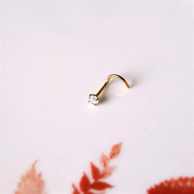 Cerrahi Çelik Gold Renk Tek Taş Burun Piercingi Nostril Screw Çelik Hızma