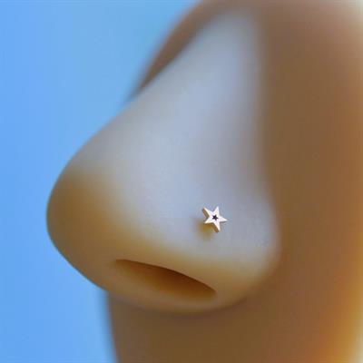 Cerrahi Çelik Gold Renk Yıldızlı Çelik Burun Pİercing Yıldız Model Çelik Hızma