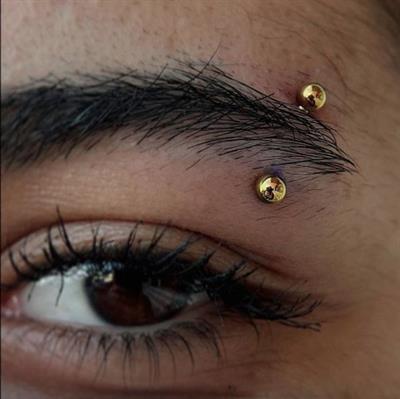 Cerrahi Çelik Gold Renkli Kaş Piercingi 6 mm
