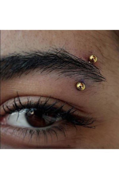 Cerrahi Çelik Gold Renkli Kaş Piercingi 6 mm