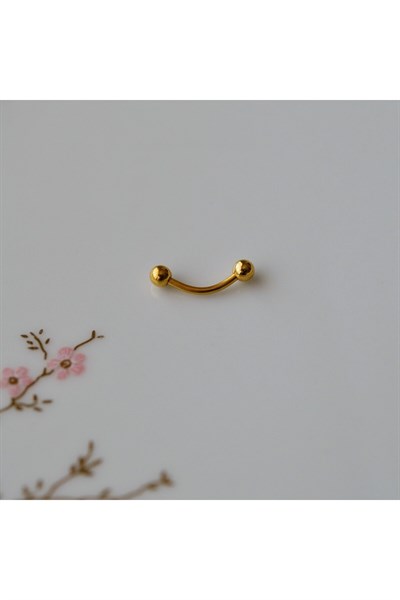 Cerrahi Çelik Gold Renkli Kaş Piercingi 6 mm