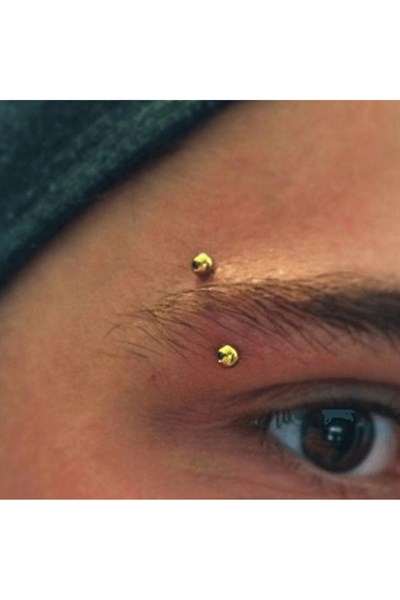 Cerrahi Çelik Gold Renkli Kaş Piercingi 6 mm