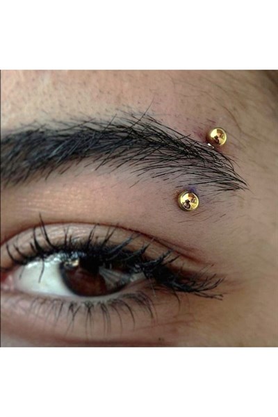 Cerrahi Çelik Gold Renkli Kaş Piercingi 8 mm