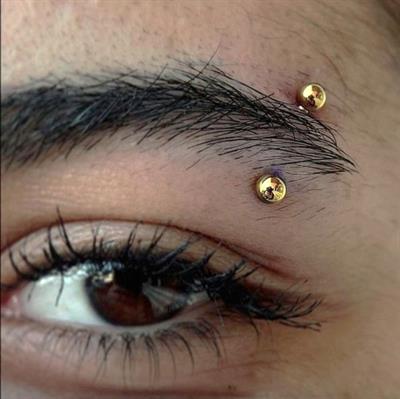 Cerrahi Çelik Gold Renkli Kaş Piercingi 8 mm