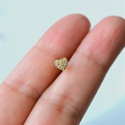 Cerrahi Çelik Gold Taşlı Kalp Tragus Piercing Helix Kıkırdak