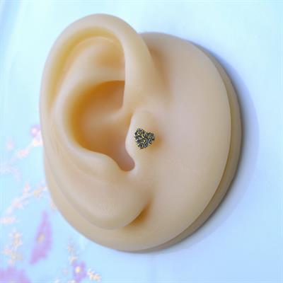 Cerrahi Çelik Gold Taşlı Kalp Tragus Piercing Helix Kıkırdak