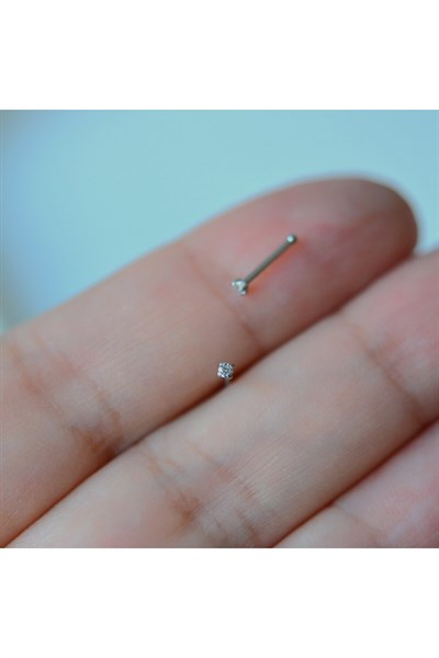Cerrahi Çelik Gümüş Renk Minik Tektaş Burun Piercing Tektaş Hızma
