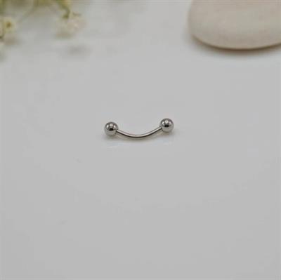 Cerrahi Çelik İki Ucu Toplu Dil Dudak Piercingi 8 mm Gümüş Renk