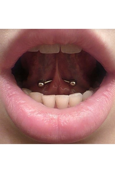 Cerrahi Çelik İki Ucu Toplu Dil Dudak Piercingi 8 mm Gümüş Renk