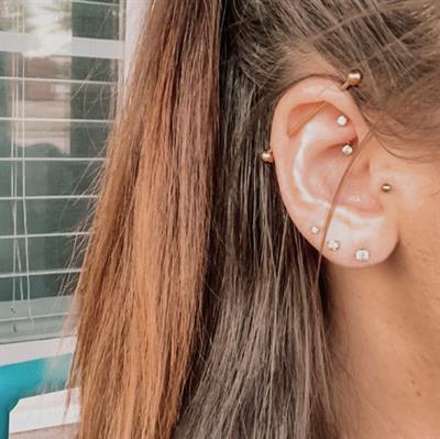 Cerrahi Çelik Industrial Piercing Köprü Piercing Gold Renk