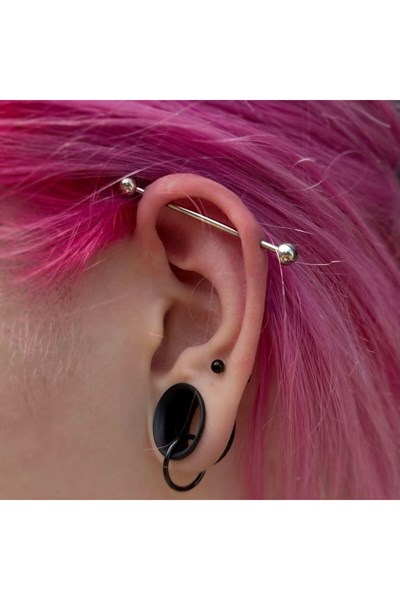 Cerrahi Çelik Industrial Piercing Köprü Piercing Silver Renk