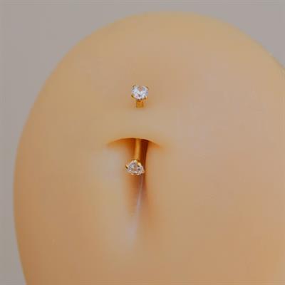 Cerrahi Çelik Küçük Taşlı Göbek Piercingi Gold Renk Minimal Ürün